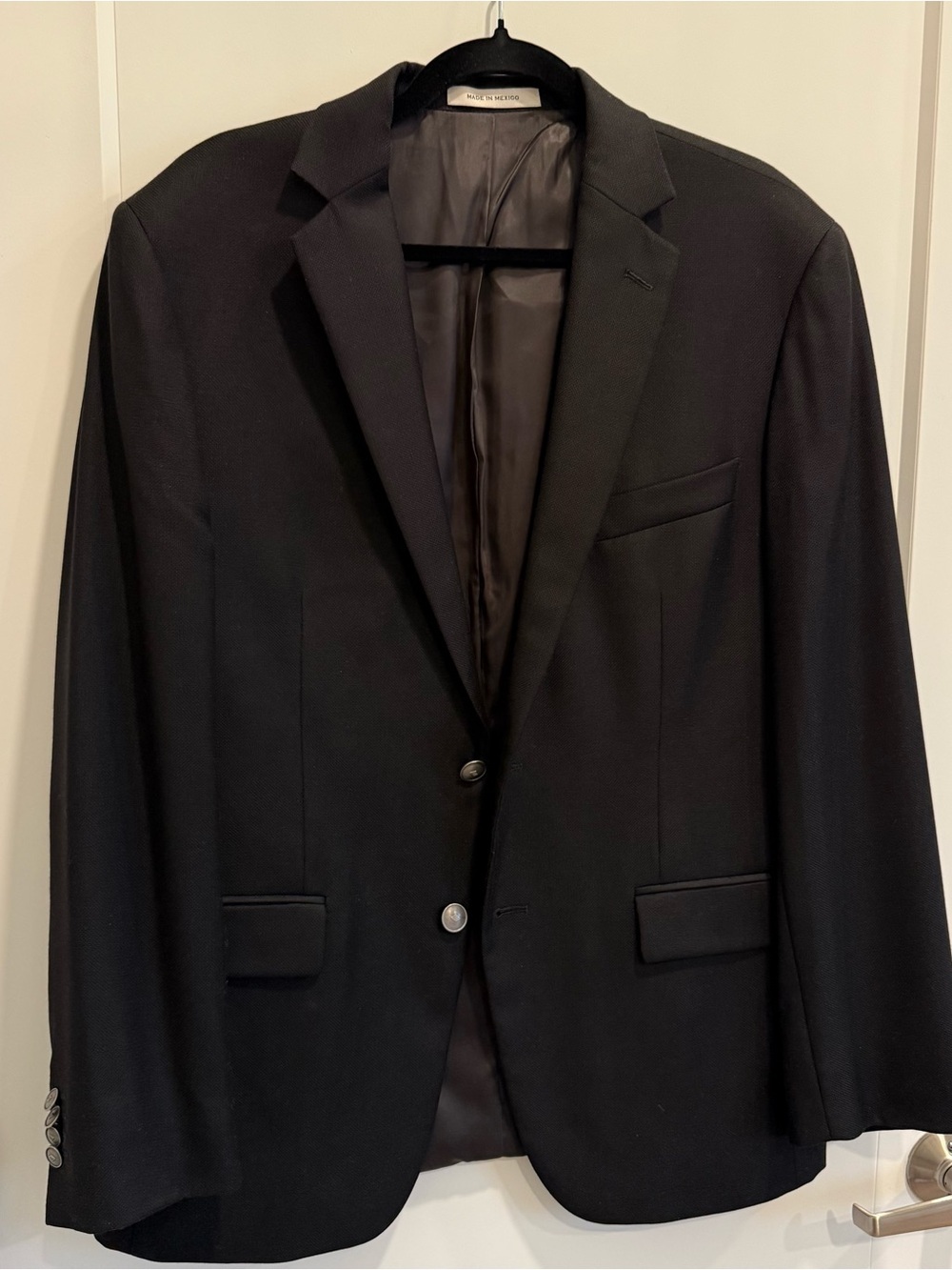 Joseph Abboud 100% Wool Black Single-Breasted Sport Coat 42R - Loro Piana Fabric